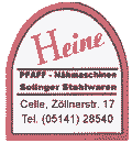 Wappenstickerei, N�hmaschinen f�r Zelte,Messer aus Japan und Solingen, Schwerter f�r Wand und Schaukampf, Morgensterne und Hellebarden